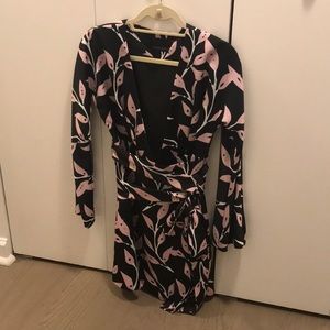 Cynthia Rowley Black Floral Wrap Dress